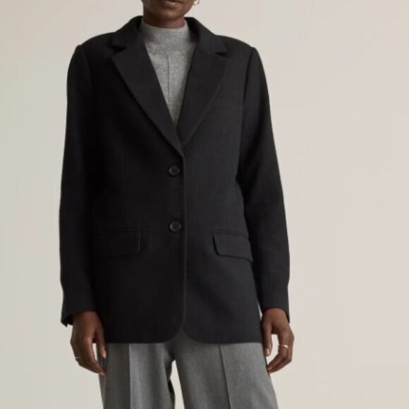 Quince Wm's Italian Wool Oversized Blazer Black Sz Small